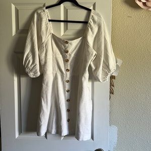 Billabong midi puff sleeve white summer dress size 10